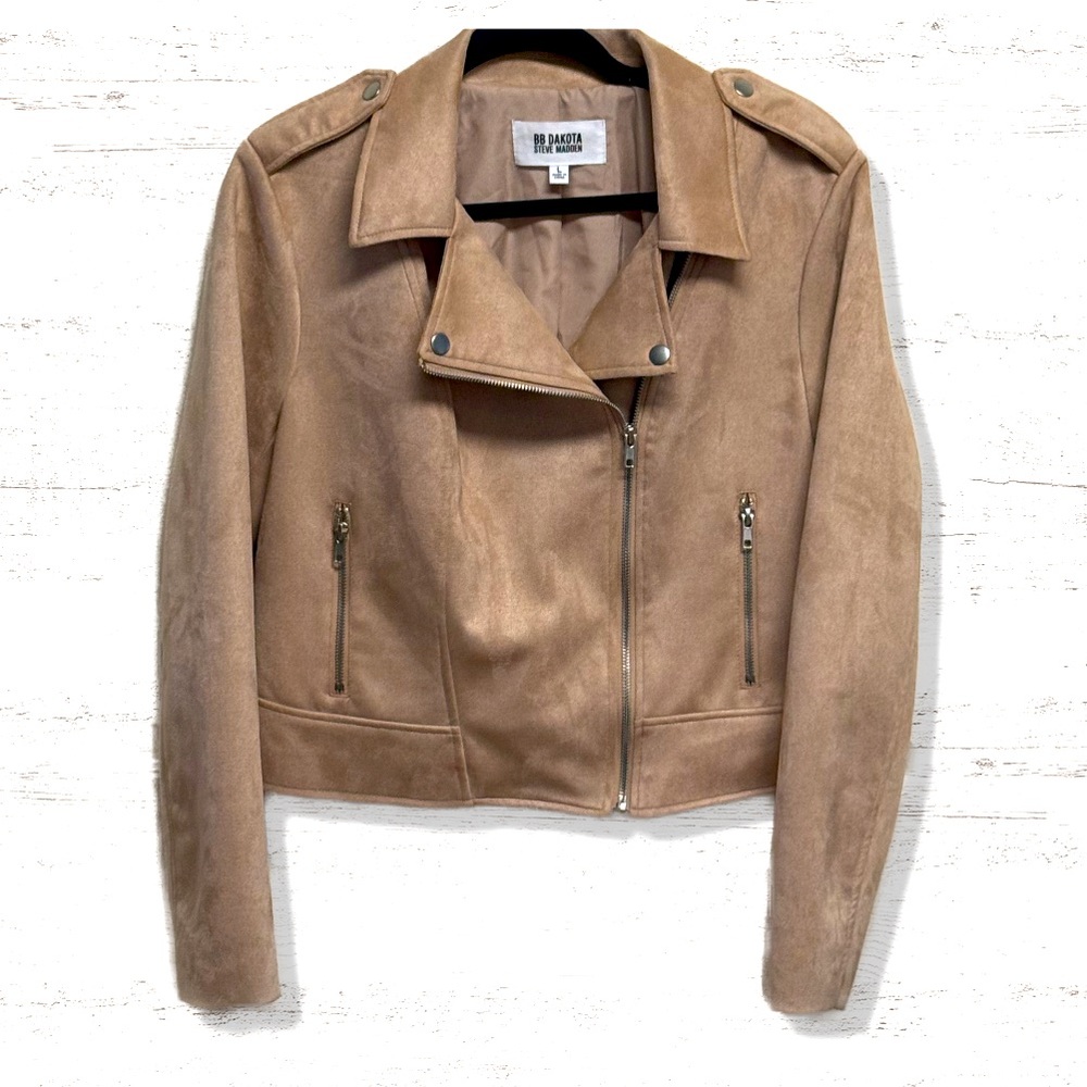 BB Dakota X Steve Madden Women’s Suede Look Moto Jacket Size Large